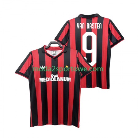 Koszulka AC Milan VAN BASTEN 9 1991 Retro Domowe Stroje Piłkarskie 1990 Krótki Rękaw